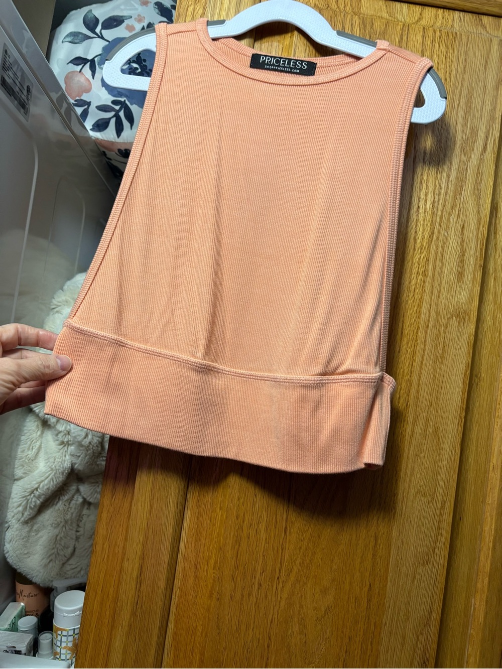 Priceless Peach Ribbed Sleeveless Crop Tank